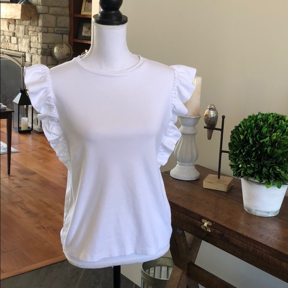Banana Republic Tops - Banana Republic White Ruffle Sleeve Top